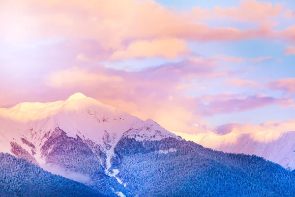 Sunset view of the mountain peak in Caucasus — Stock Photo, Image