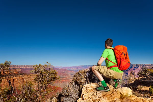 Mladý muž pohled na grand Canyon — Stock fotografie