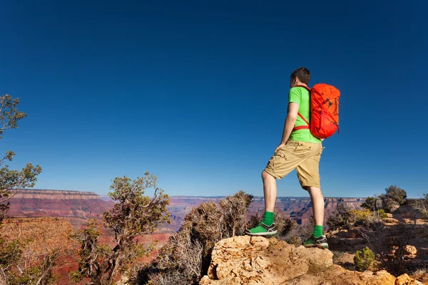 Tramp s batohem na Grand canyon — Stock fotografie