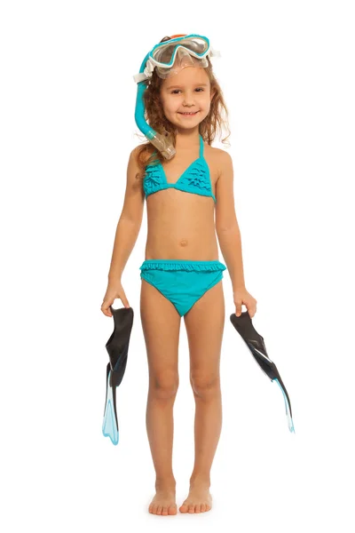 Zwemmer met vinnen, snorkel en duikbril — Stockfoto