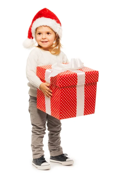 Retrato completo de menina com grande presente — Fotografia de Stock