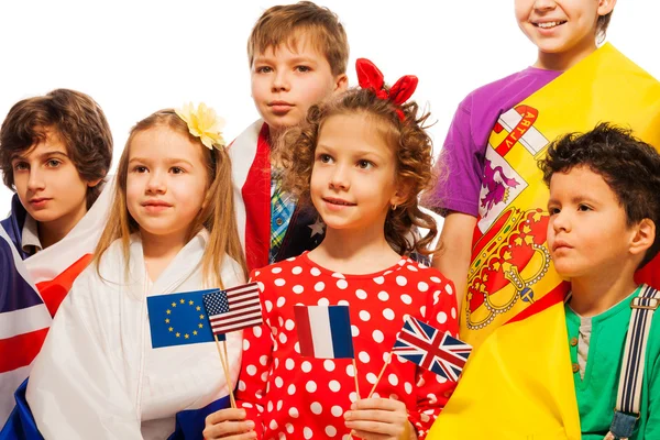 Crianças embrulhadas em bandeiras dos EUA — Fotografia de Stock