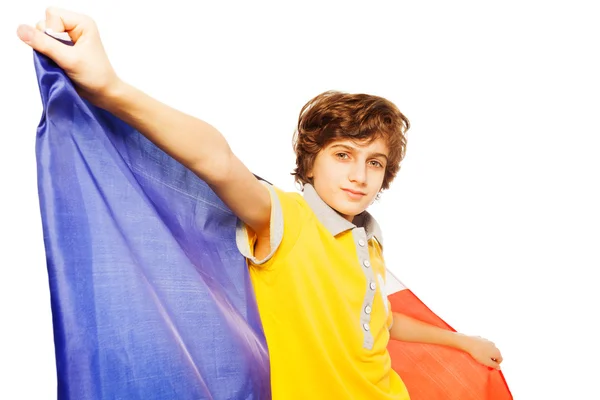 Picture of boy holding French flag — Stock Photo, Image