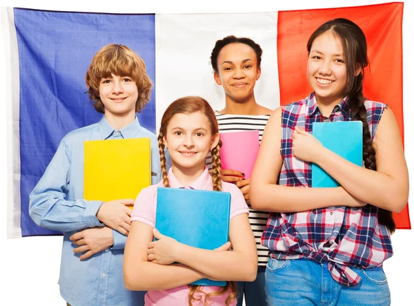 Teenage students with textbooks — Stock Photo, Image