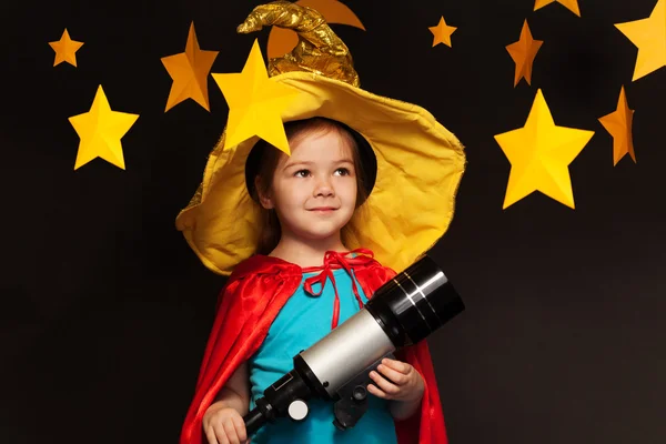 Girl in sky watcher costume — Stock Photo, Image