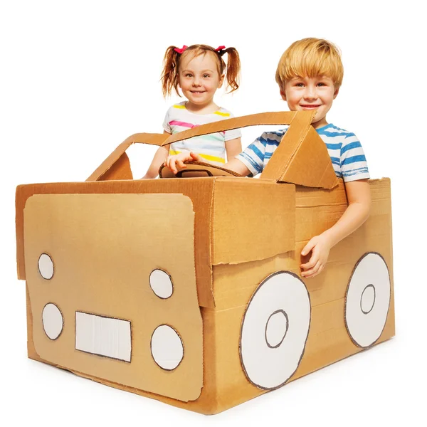 Cute kids playing  the driver — Stock Photo, Image