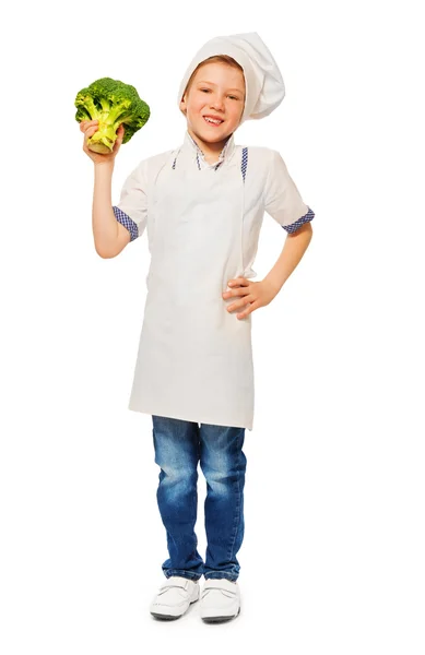 Хлопчик в кулінарному фартусі — стокове фото
