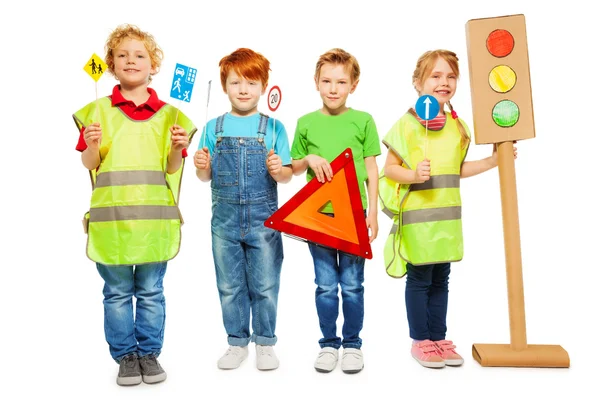 Kids in high visibility jackets — Stock Photo, Image