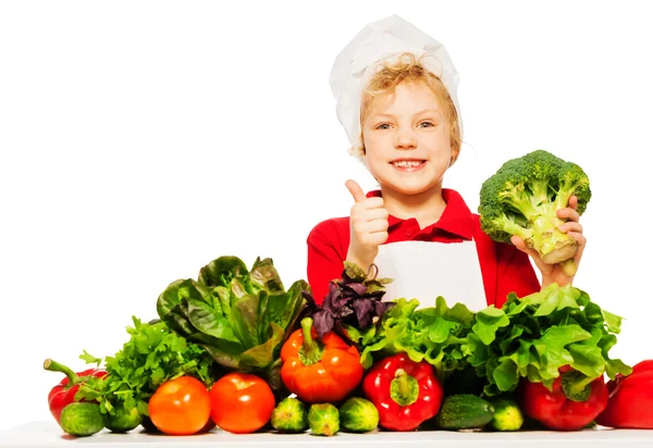 Cute boy in cook's uniform — Stock Photo, Image