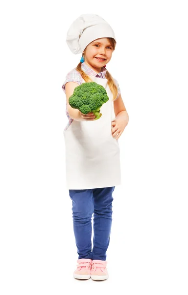 Cute girl in cook's uniform — Stockfoto