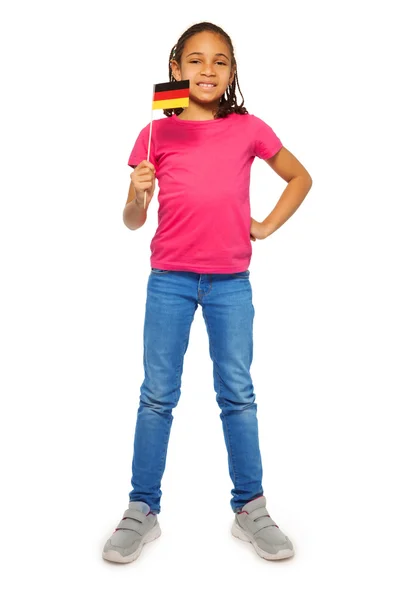 German language learner holding flag — Stock Photo, Image