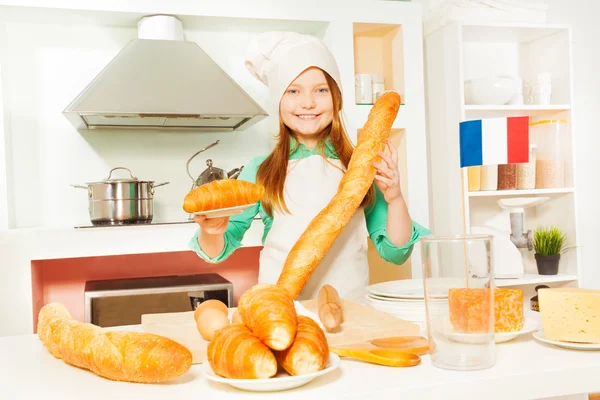 프랑스 빵집 음식 소녀 — 스톡 사진