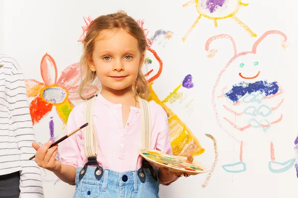 Cute painter with brush — Stock Photo, Image