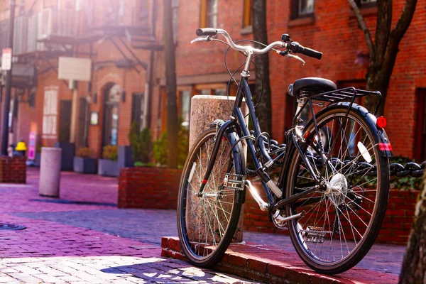 Bicycle Downtown Street Boston New England Quartier Massachusetts Usa — Stock Photo, Image