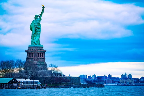 Statue Liberty New York Cityscape Black Tom Island — Stock Photo, Image