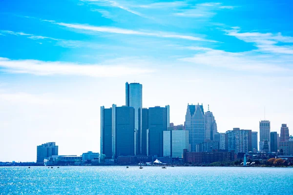 Detroit River City Downtown Sunset Point Belle Isle Michigan Eua — Fotografia de Stock