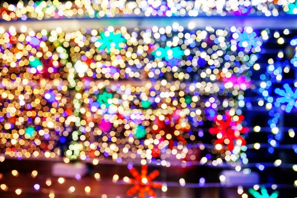 Fond Noël Avec Des Décorations Déconcentrées Des Lumières Bokeh — Photo