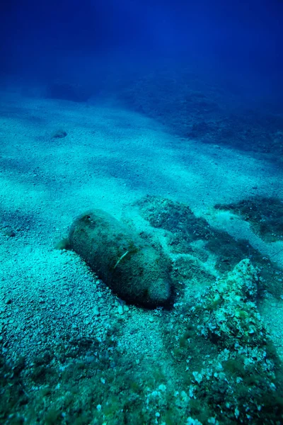 Imagen Del Naufragio Oxidado Bomba Fondo Del Mar Croacia —  Fotos de Stock