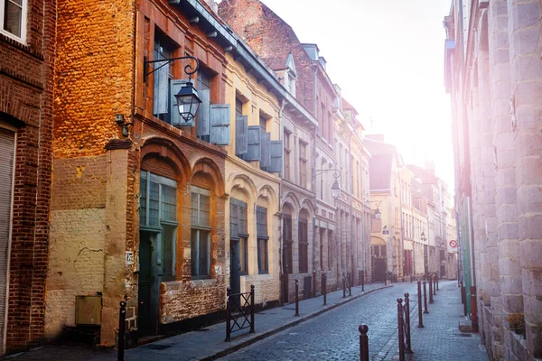 Old Street Rue Des Trois Mollettes Lille Downtown Direction Doudin — Stock Photo, Image