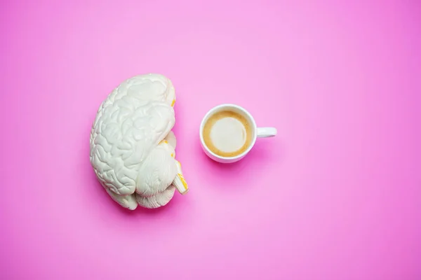 Cervello Funziona Mezza Potenza Senza Concetto Caffè Vista Sopra Con — Foto Stock