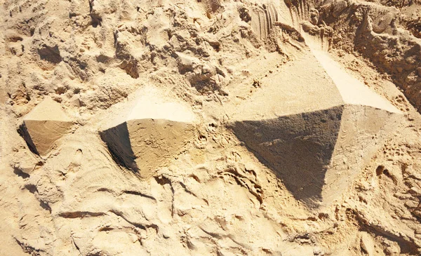 Miniature Pyramids Egypt Made Sand Beach — Photo