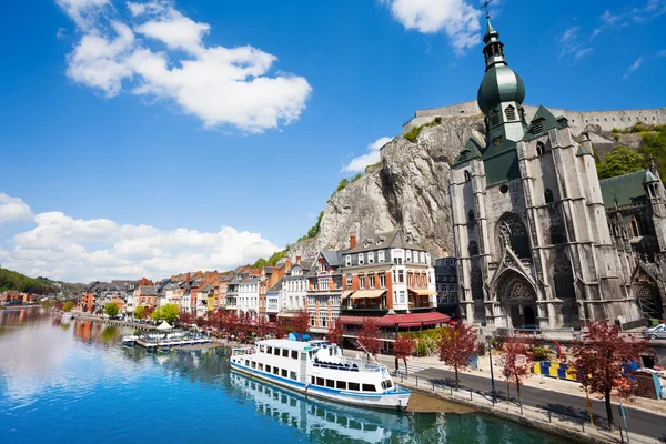 Rivière Meuse avec Collegiale Notre Dame — Photo