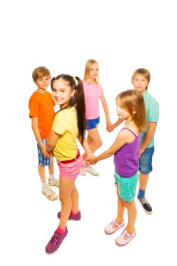 beş çocukları neşeli daire