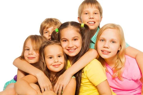 Close-up portrait of six kids — Stock Photo, Image