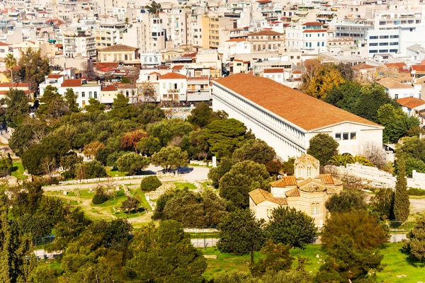 Stoa de Attalos e Atenas — Fotografia de Stock