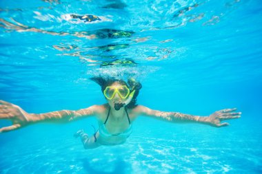 su altında yüzmek kadın