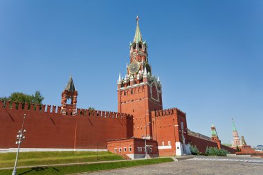 Spasskaya tower with Kremlin wall clipart