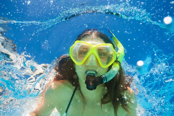 Woman with snorkeling mask — Stock Photo, Image