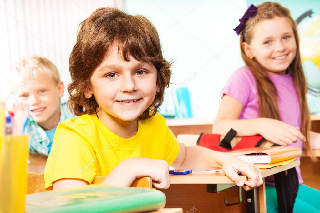 Smiling boy during lesson