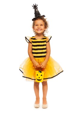Girl with candy bucket for Halloween clipart