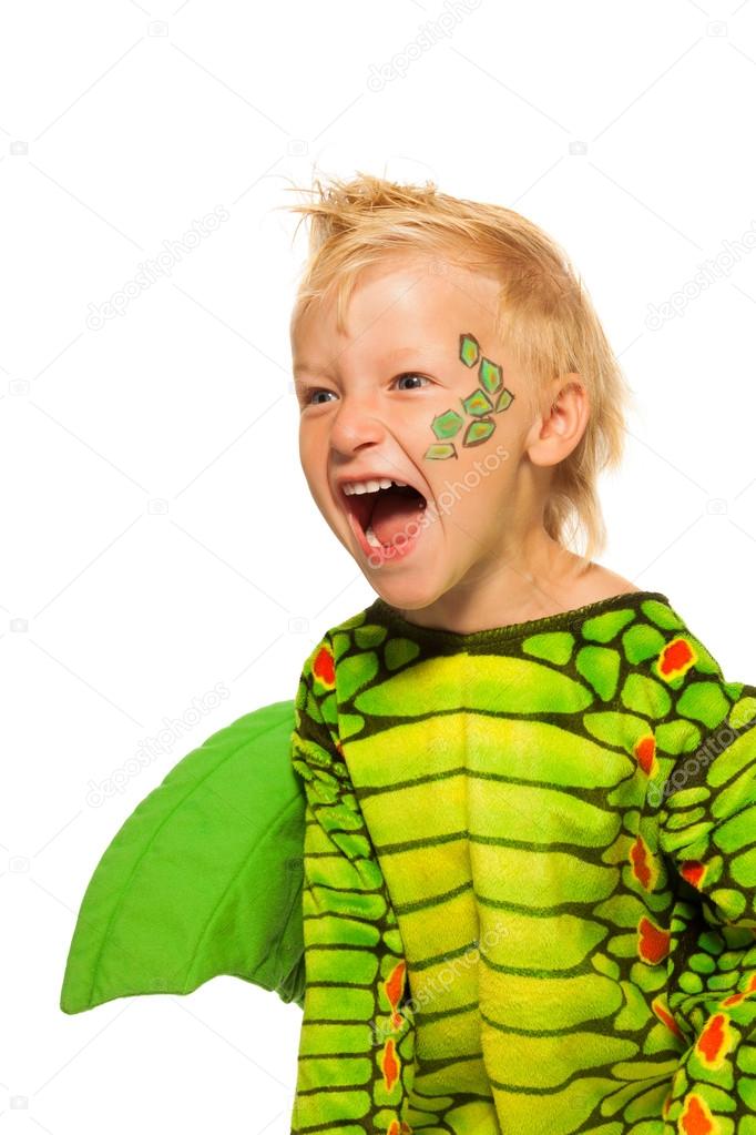 Roaring boy in dragon costume