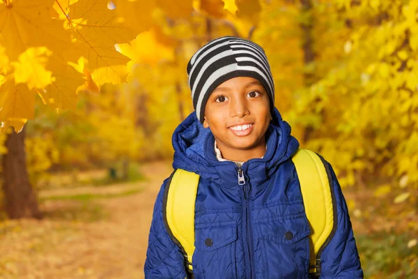 Happy African boy in the forest — Stock Photo, Image