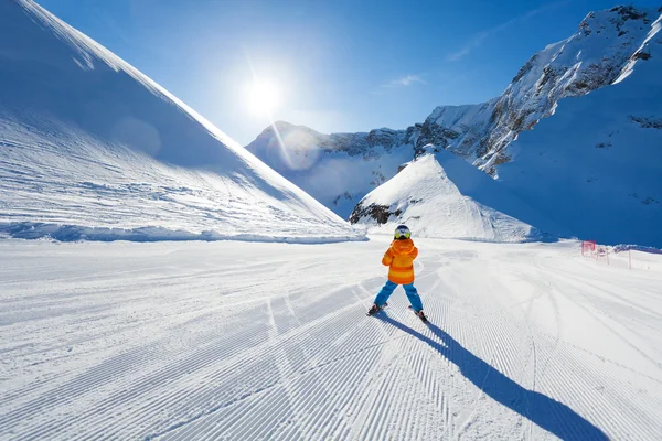 Boy on ski-track skiing in Sochi — Stock Photo, Image