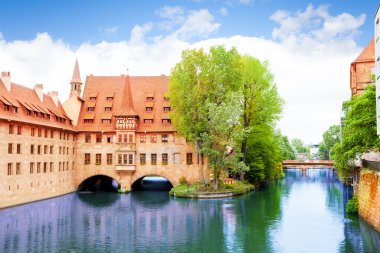 Pegnitz nehir Fleisch Köprüsü'nden görünümünü