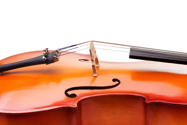 Cello fragment med bro och F-hål — Stockfoto