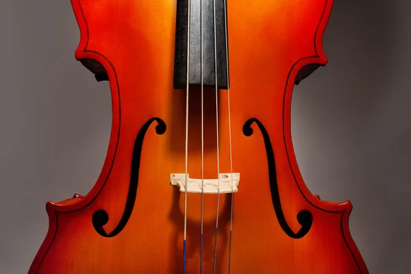 Фрагмент виолончели на сером — стоковое фото