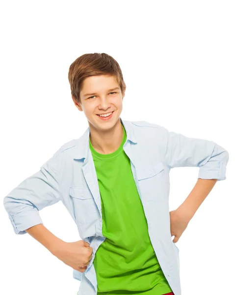 Schattige jonge tiener jongen glimlachen — Stockfoto
