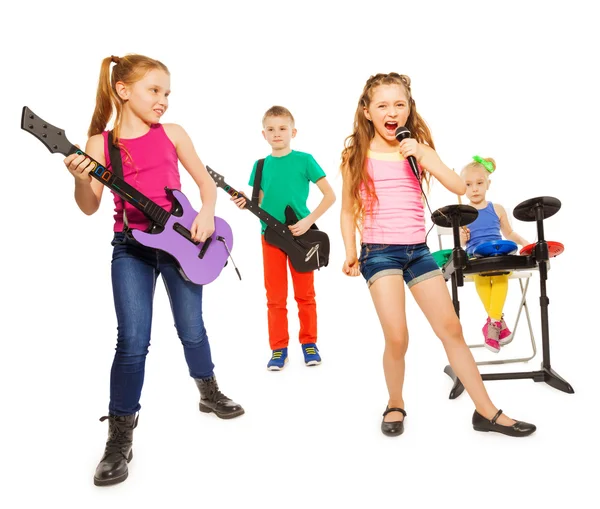 Cool kids play musical instruments — Stock Photo, Image