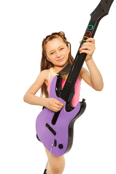 Girl playing electro guitar — Stock Photo, Image