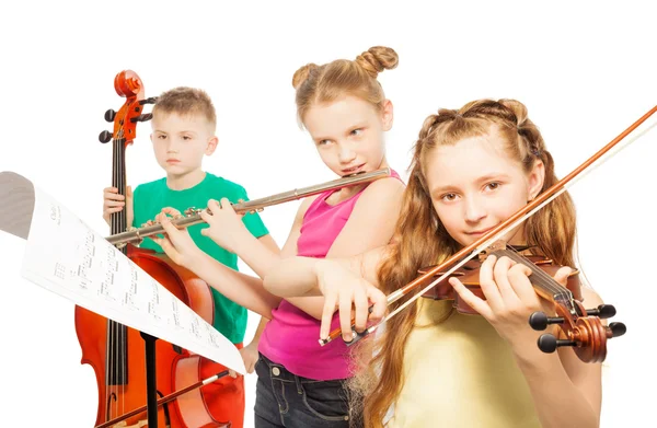 Kids play musical instruments — Stock Photo, Image