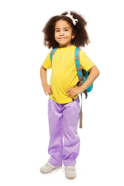 African girl with rucksack — Stock Photo, Image