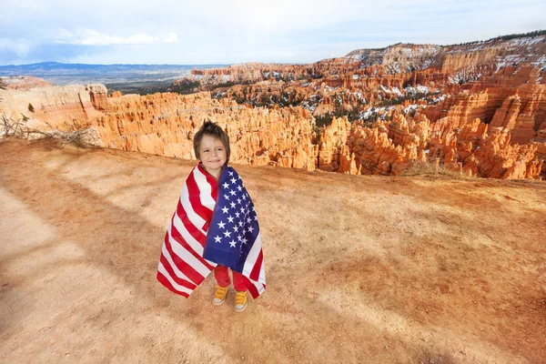 Boy and USA flag — Stock Photo, Image