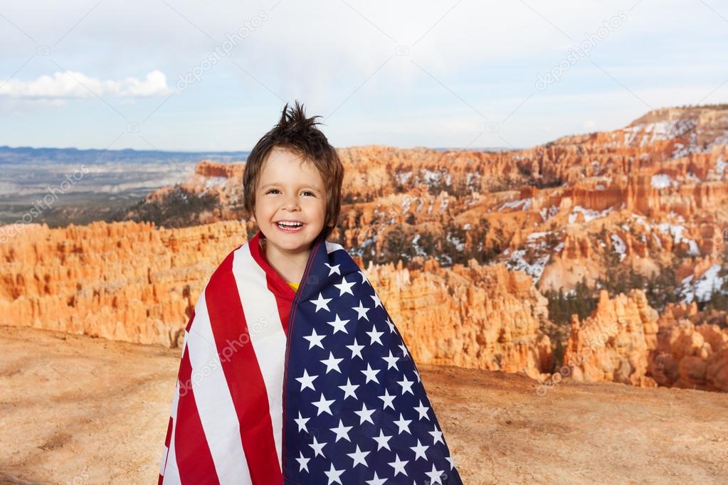boy with USA flag