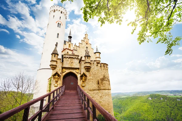 Gates and bridge of the Schloss Lichtenstein — Stock Photo, Image