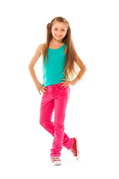 Menina feliz com cabelo comprido — Fotografia de Stock