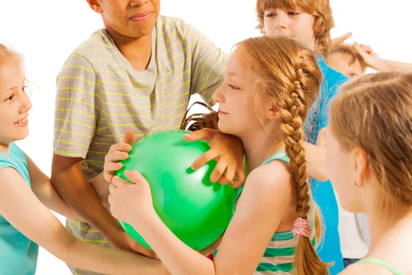 Group of kids fighting over the ball — Stock Photo, Image